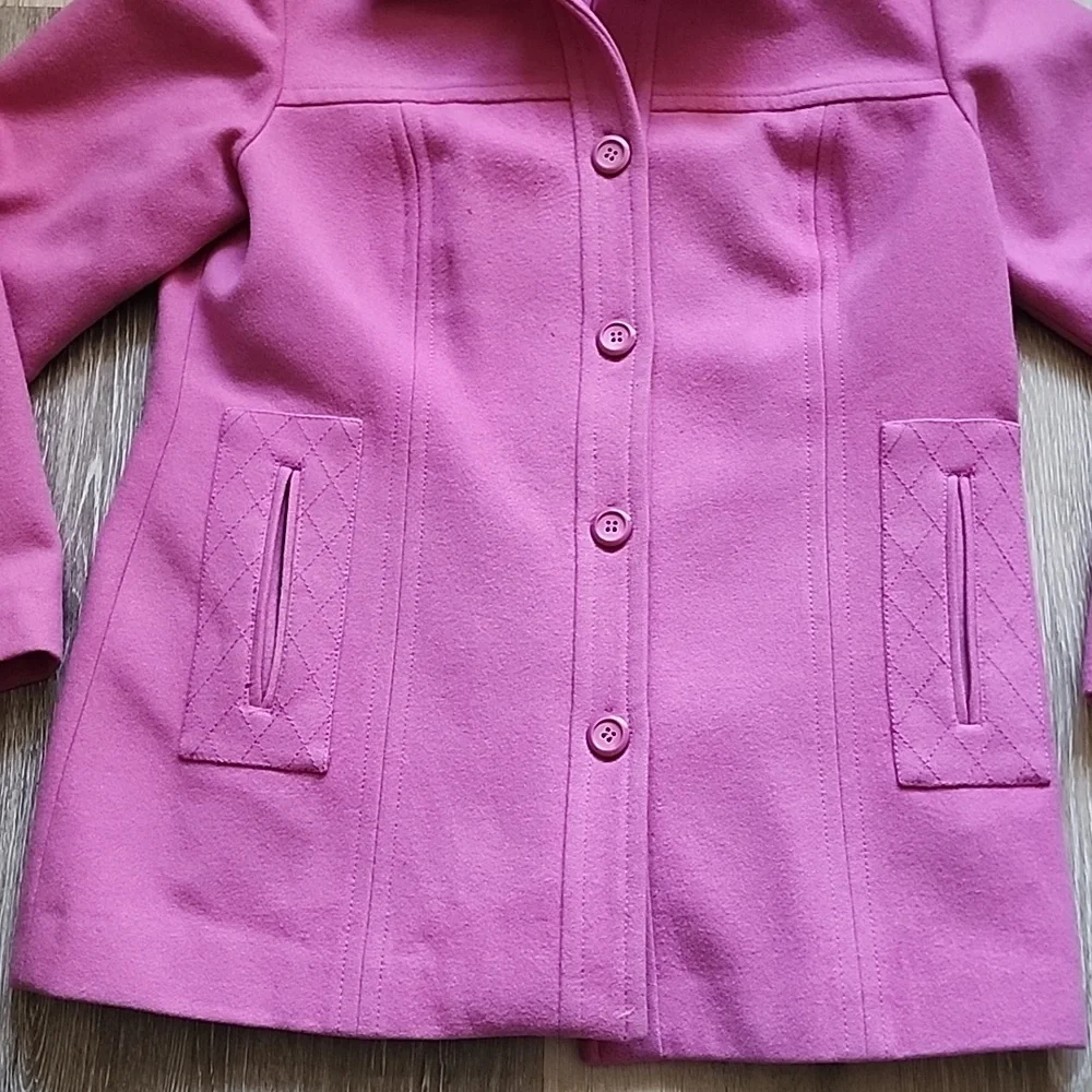 Pendleton Womens 100% Merino Wool Pink Button Down Hip Length Peacoat Sz Medium - Picture 4 of 15